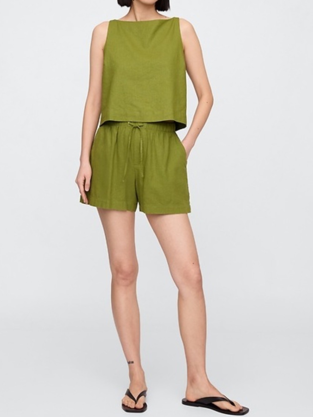 GAP Linen-Blend Apron Top green Tank Top XXL